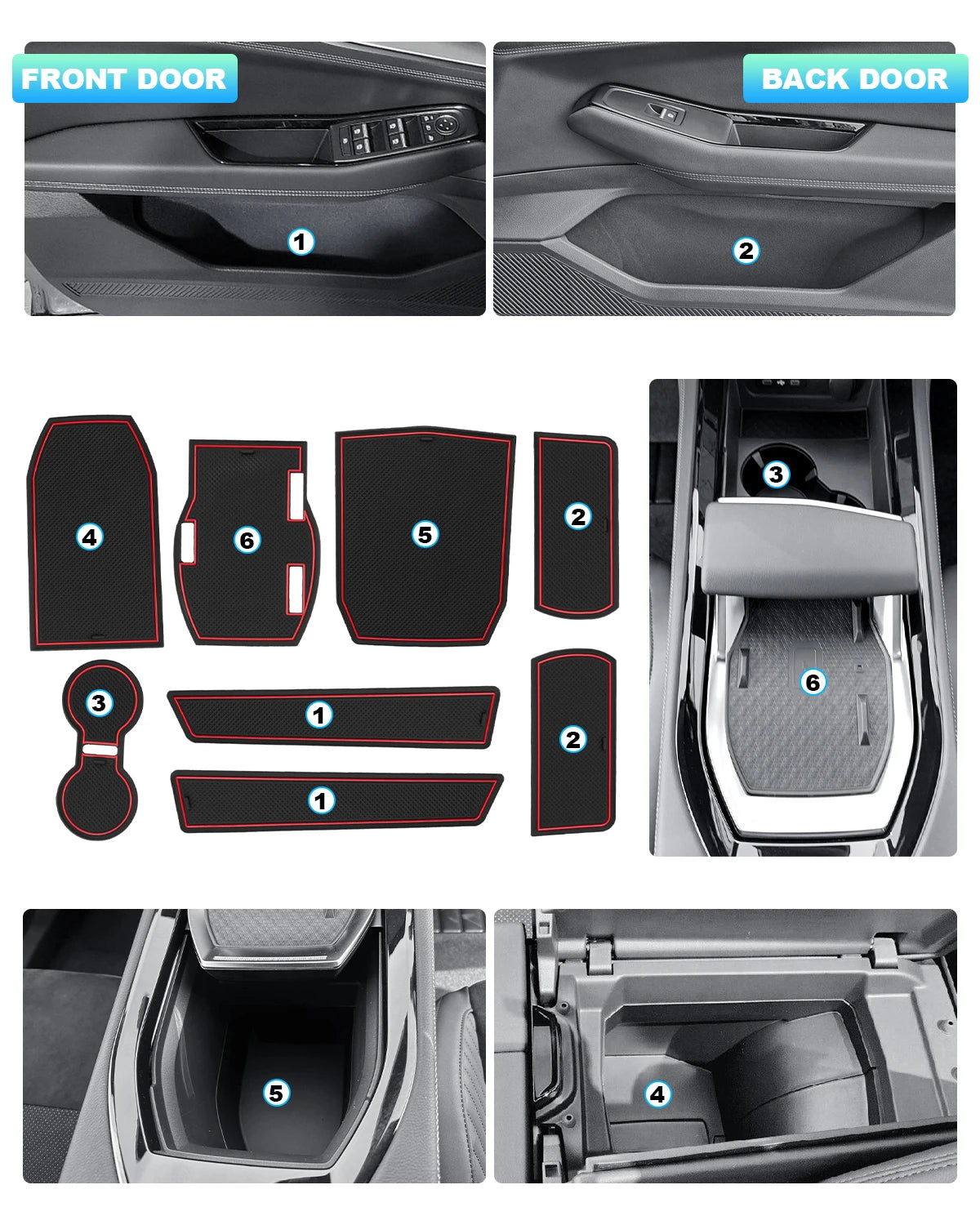 LFOTPP Door Groove Mat for Renault Rafale E-tech 2024 2025 Car Anti-slip Rubber Gate Slot Pad Renault Rafale 2025 Accessories