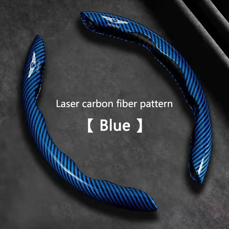 Carbon Fiber Car Steering Wheel Cover Slip Wear-resistant Sweat Absorbing Steering Cover For GENESIS G70 G80 GV60 GV70 GV80 GV90