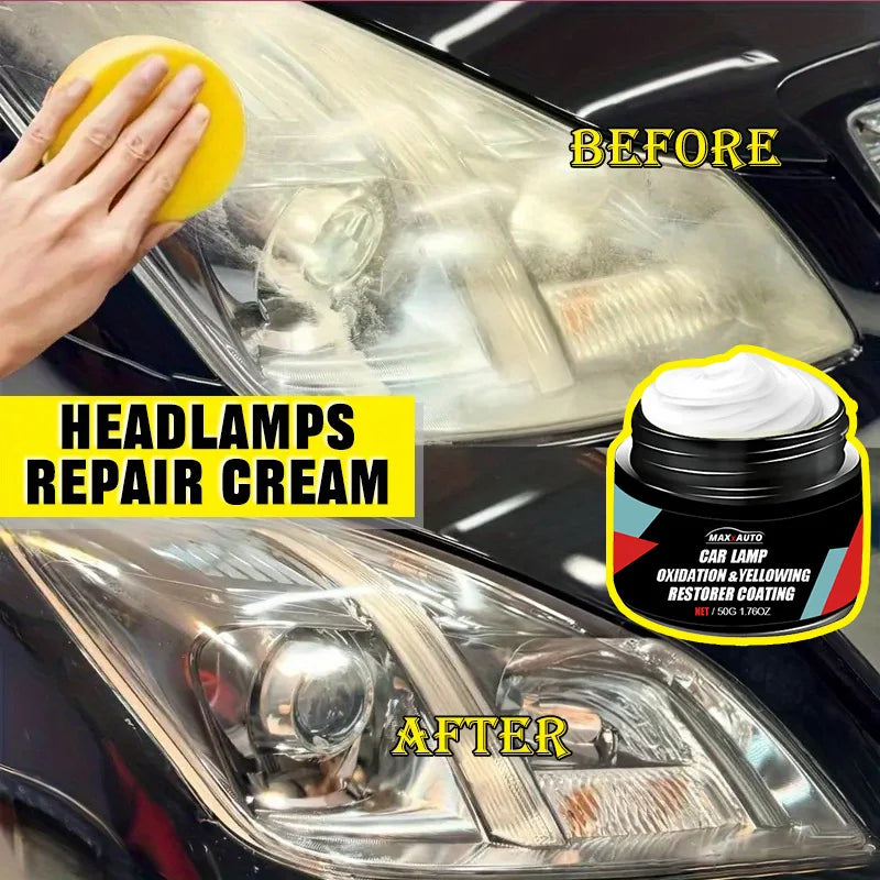 Car Headlight Restoration Polishing Kit - Scratch Remover & Oxidation Cleaner Repair Paste for Headlamp Assembly