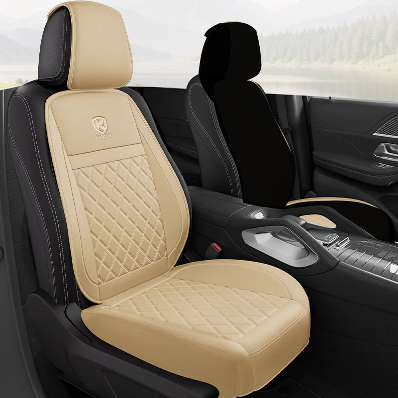 Karcle Nappa Leather Car Seat Cover Surround Bottom Car Seat Cover Full Set Durable Car Seat Protection Cushion Car Accessories