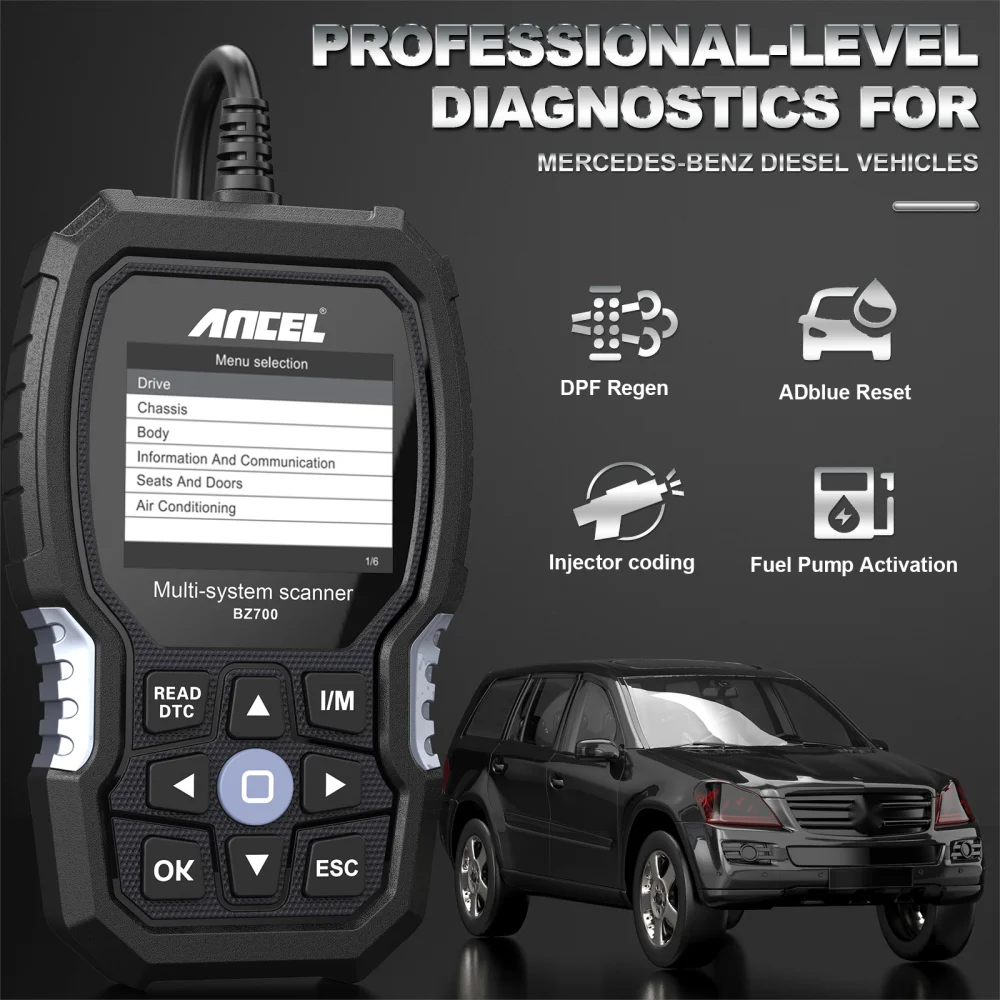 ANCEL BZ700 OBD2 Scanner for Mercedes for Benz Sprinter Smart All System Scan Tool ABS SRS SAS Oil Reset Car Diagnostic Tool