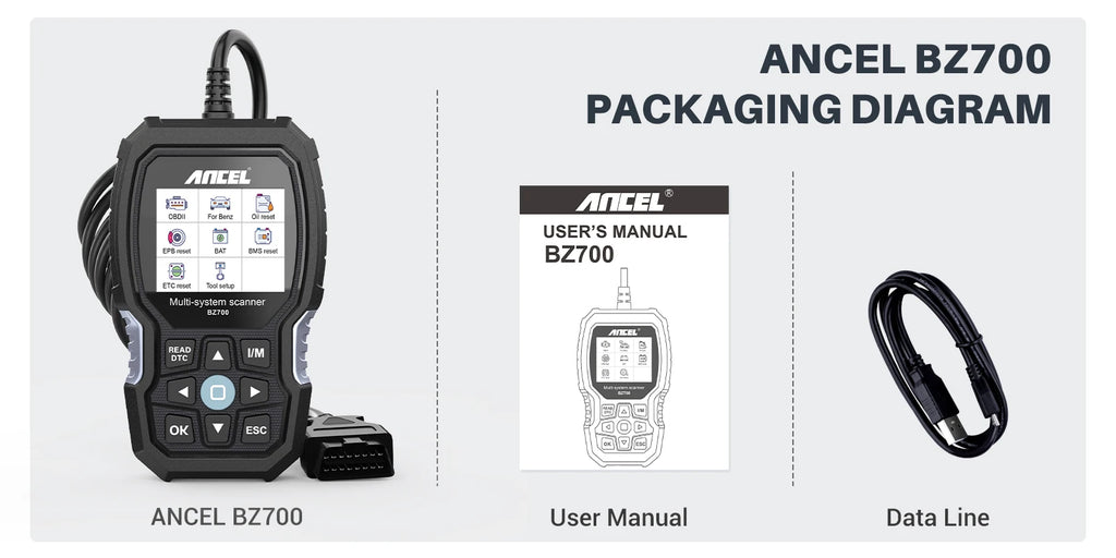 ANCEL BZ700 OBD2 Scanner for Mercedes for Benz Sprinter Smart All System Scan Tool ABS SRS SAS Oil Reset Car Diagnostic Tool