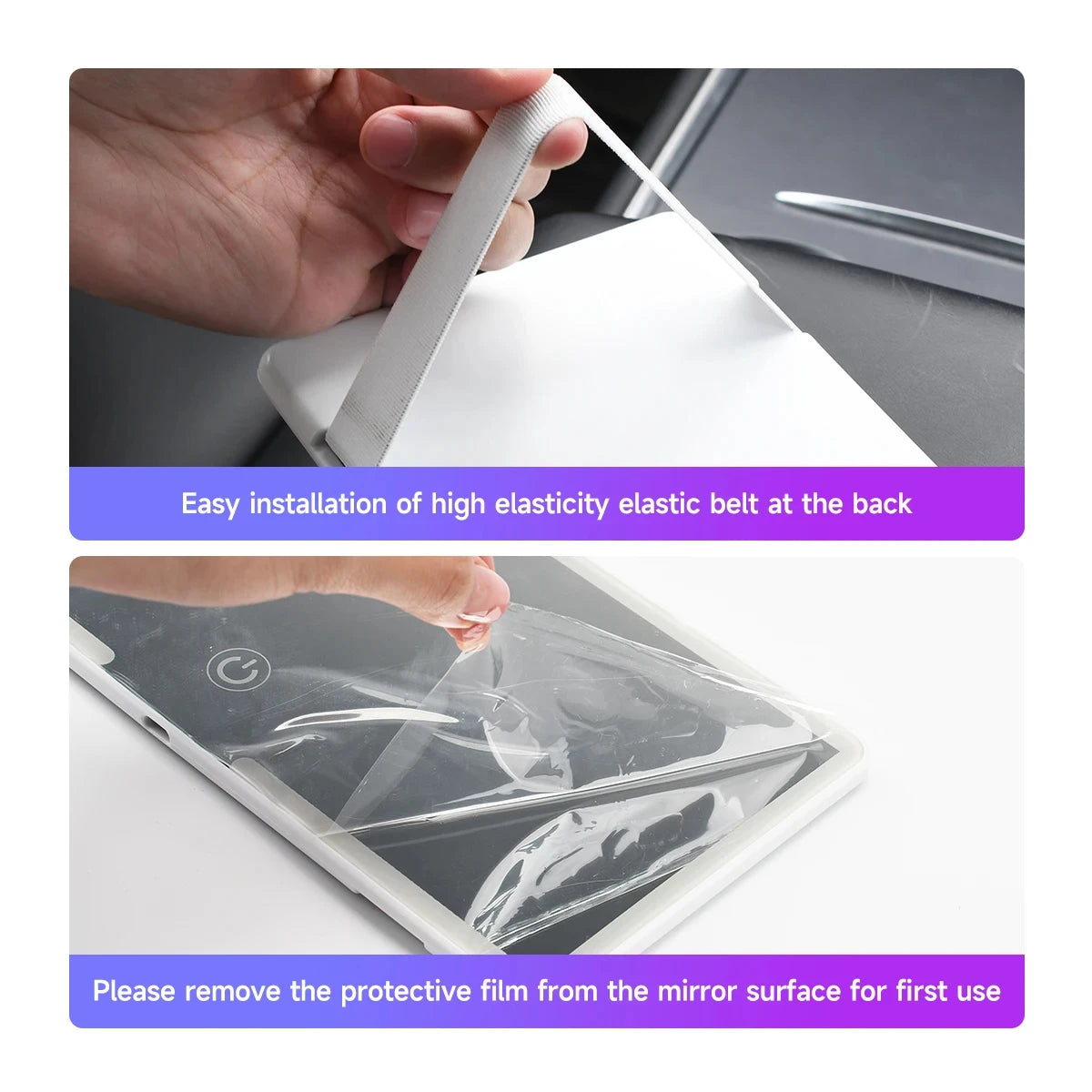 Car Interior Mirrors Sun Visor Plate LED HD Makeup Mirror for Girls Women Rechargeable Fill Light Universal Thin Vanity Mirror