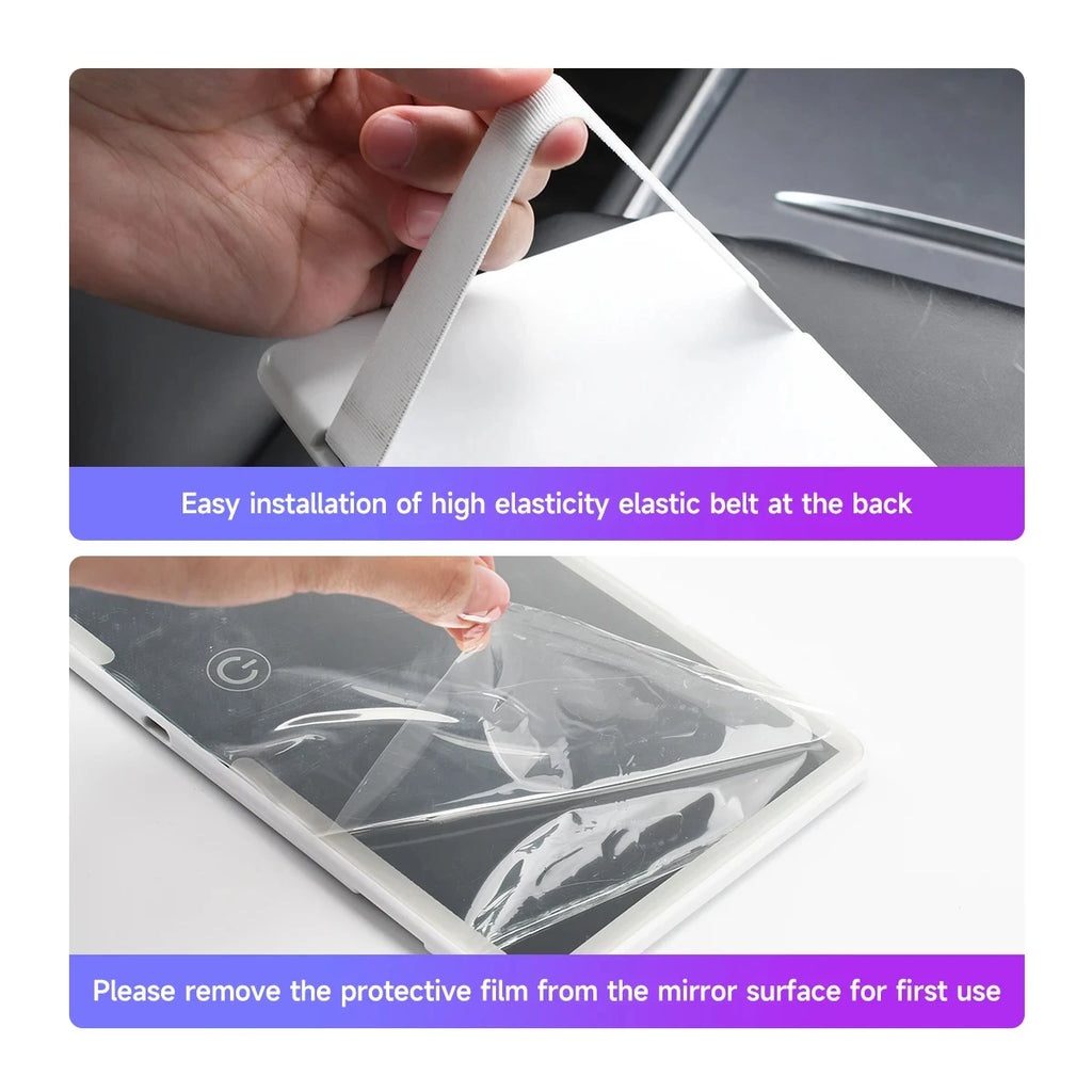 Car Interior Mirrors Sun Visor Plate LED HD Makeup Mirror for Girls Women Rechargeable Fill Light Universal Thin Vanity Mirror