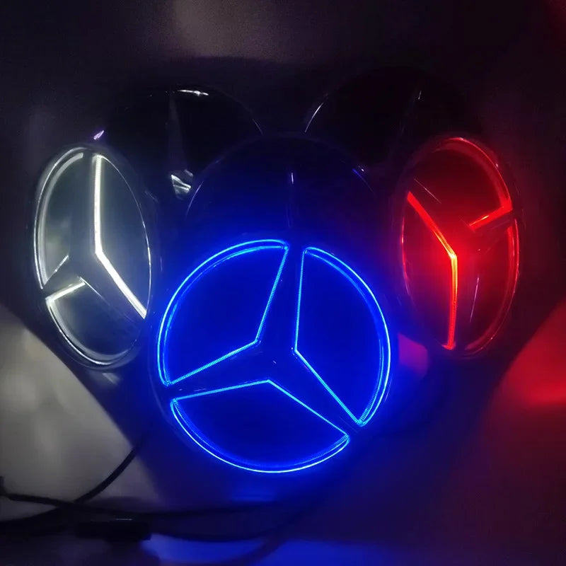 For Benz AMG Car Front Grilled Star Emblem LED Illuminated Logo White Blue Red Light for Mercedes Benz W205 C E R ML GL GLA CLA