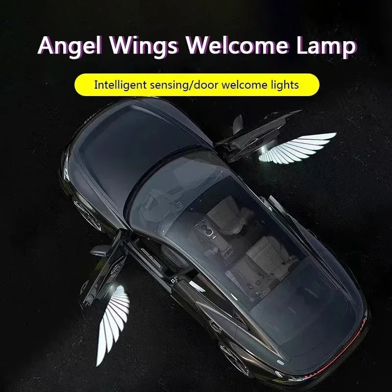 LED Light 2PCS Car Angel Wings Welcome Light Rearview Mirror Welcome Light Angel Wings Carpet Projection Auto Decoration