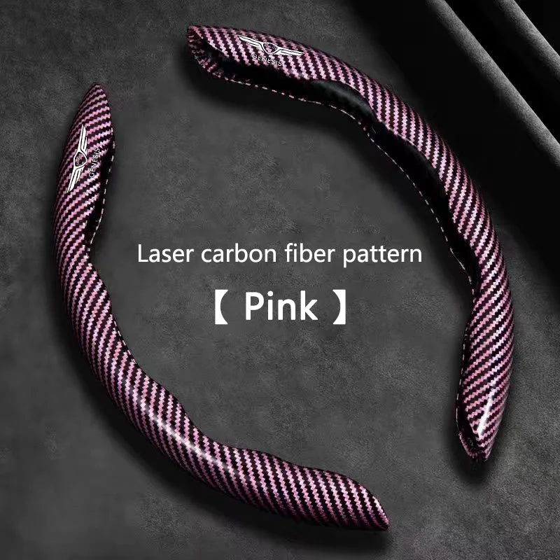 Carbon Fiber Car Steering Wheel Cover Slip Wear-resistant Sweat Absorbing Steering Cover For GENESIS G70 G80 GV60 GV70 GV80 GV90