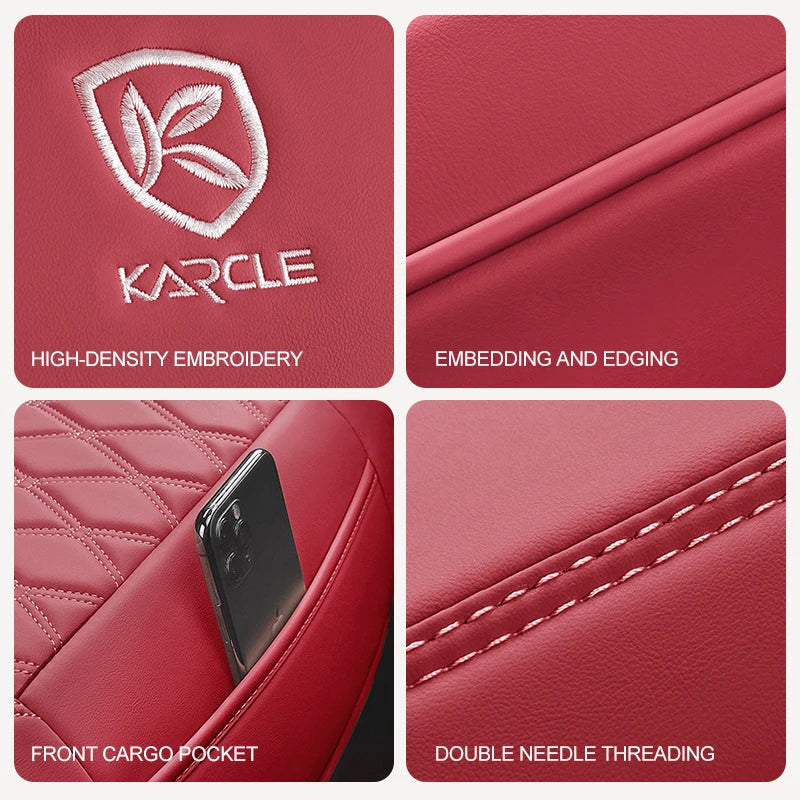 Karcle Nappa Leather Car Seat Cover Surround Bottom Car Seat Cover Full Set Durable Car Seat Protection Cushion Car Accessories