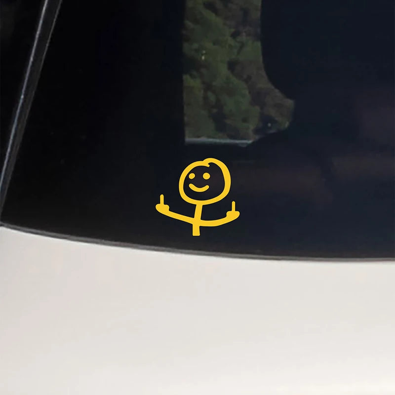 13.9x15cm Creative Funny Car Stickers Middle Finger Styling Auto Windshield Door Trunk Sticker Decals Exterior Car Accessories