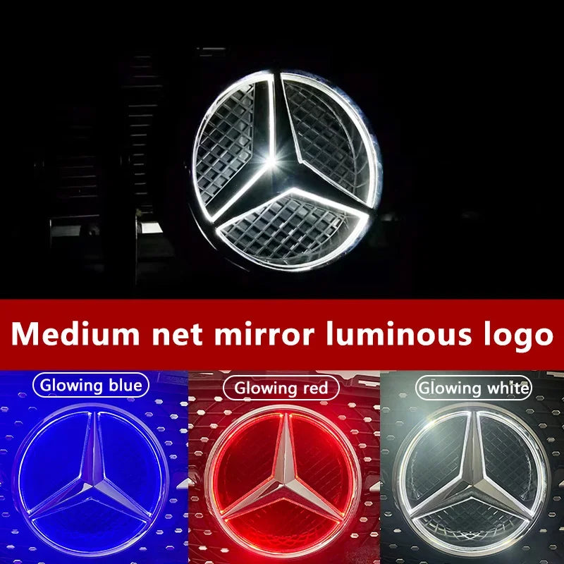 For Benz AMG Car Front Grilled Star Emblem LED Illuminated Logo White Blue Red Light for Mercedes Benz W205 C E R ML GL GLA CLA