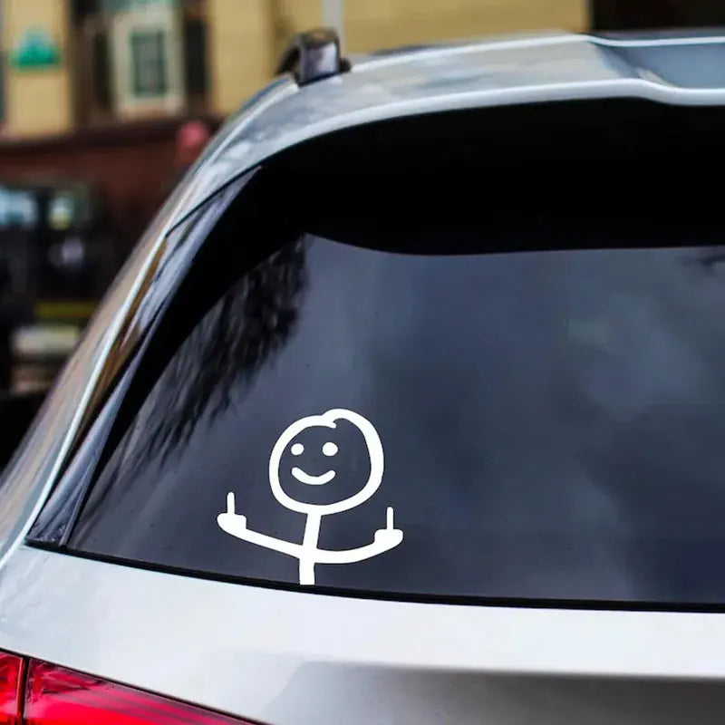 13.9x15cm Creative Funny Car Stickers Middle Finger Styling Auto Windshield Door Trunk Sticker Decals Exterior Car Accessories