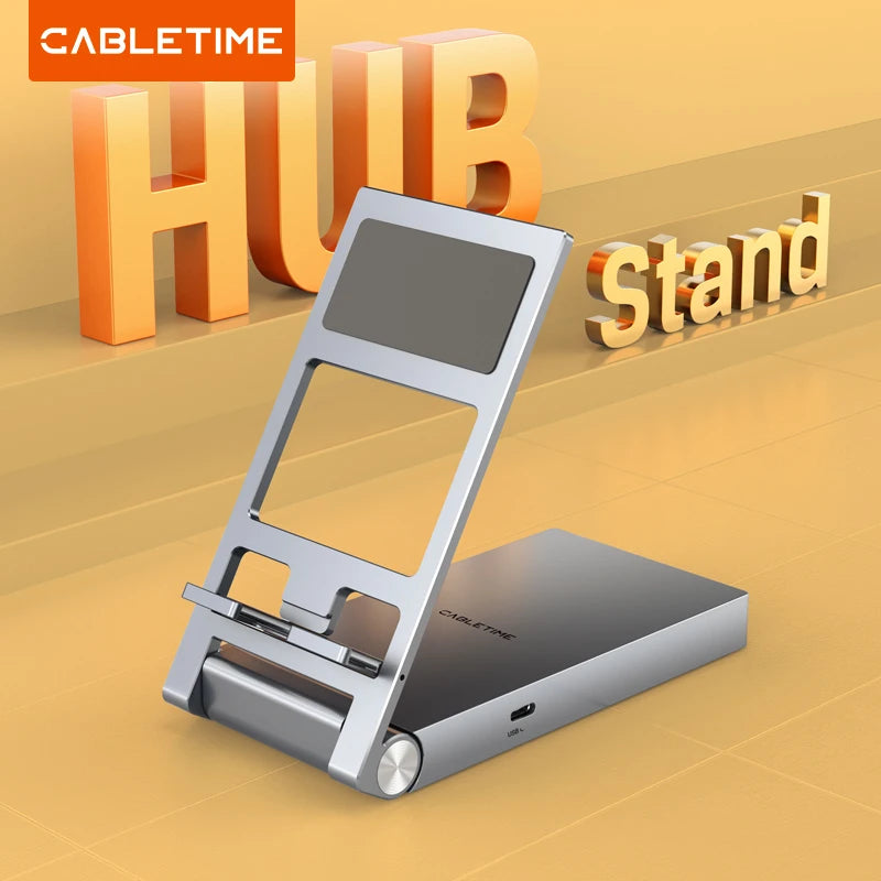 CABLETIME 8 IN 1 USB C Hub Stand Dock Foldable Stand HDMI 4K 60Hz PD100W USB C HUB For IPad Pro Android Tablet iPhone15 Pro Max