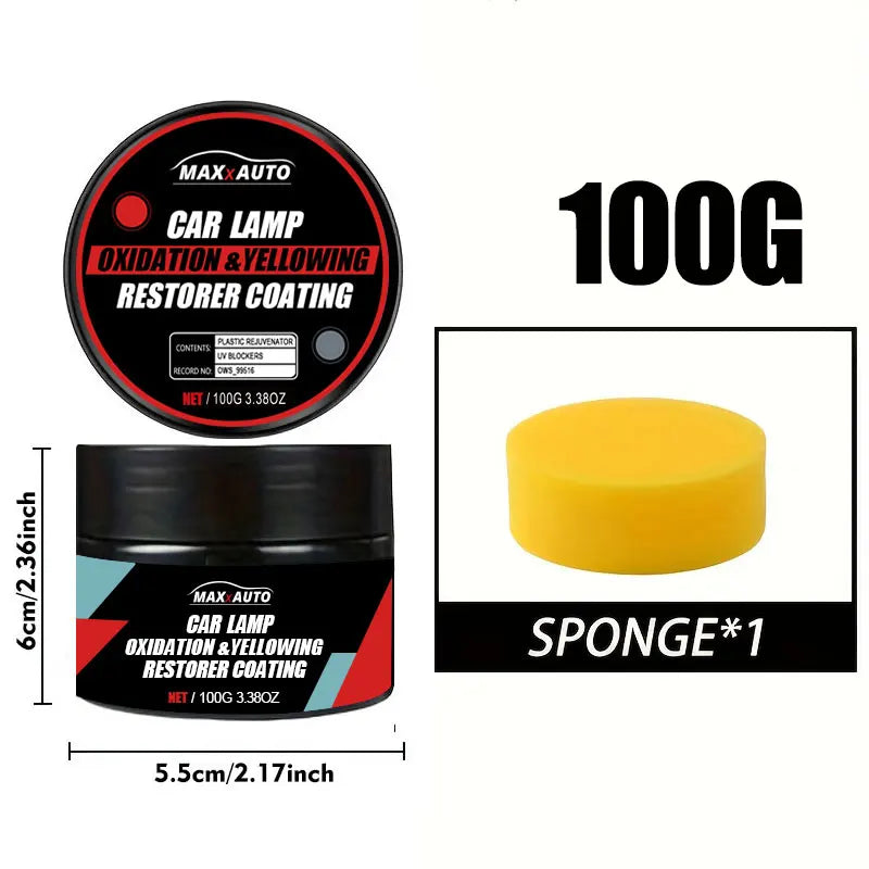 Car Headlight Restoration Polishing Kit - Scratch Remover & Oxidation Cleaner Repair Paste for Headlamp Assembly