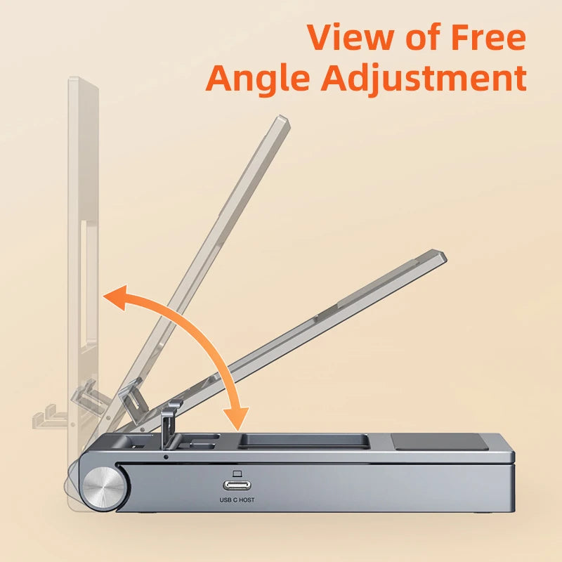 CABLETIME 8 IN 1 USB C Hub Stand Dock Foldable Stand HDMI 4K 60Hz PD100W USB C HUB For IPad Pro Android Tablet iPhone15 Pro Max