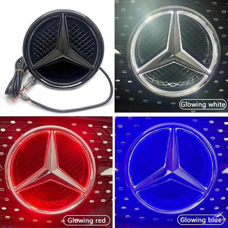 For Benz AMG Car Front Grilled Star Emblem LED Illuminated Logo White Blue Red Light for Mercedes Benz W205 C E R ML GL GLA CLA