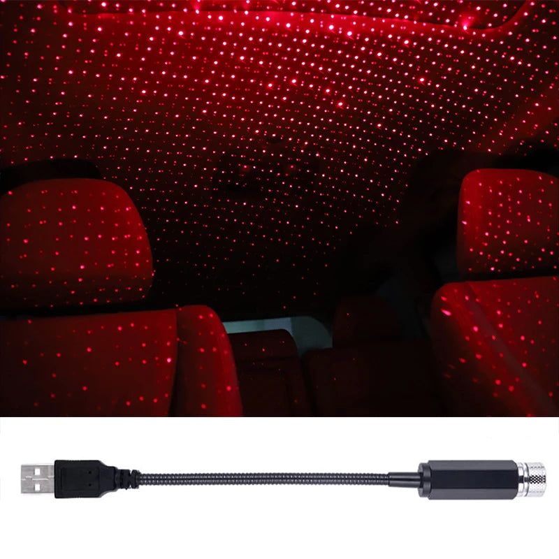 Car Roof Star Light LED Interior Romantic Ambient Star Night Projector USB For Car Bedroom Party Neon Atmosphere Decoration Lamp