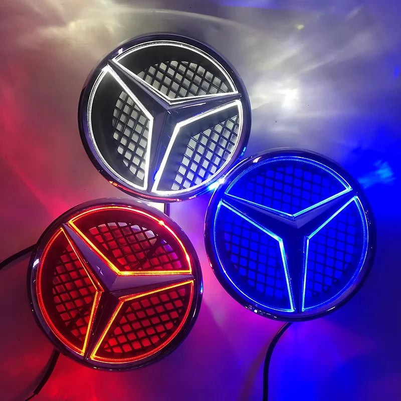For Benz AMG Car Front Grilled Star Emblem LED Illuminated Logo White Blue Red Light for Mercedes Benz W205 C E R ML GL GLA CLA