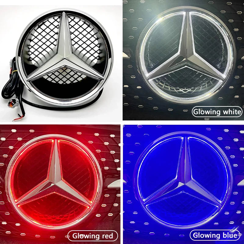 For Benz AMG Car Front Grilled Star Emblem LED Illuminated Logo White Blue Red Light for Mercedes Benz W205 C E R ML GL GLA CLA