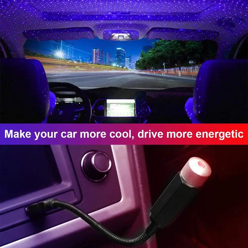 Car Roof Star Light LED Interior Romantic Ambient Star Night Projector USB For Car Bedroom Party Neon Atmosphere Decoration Lamp