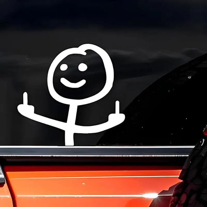 13.9x15cm Creative Funny Car Stickers Middle Finger Styling Auto Windshield Door Trunk Sticker Decals Exterior Car Accessories