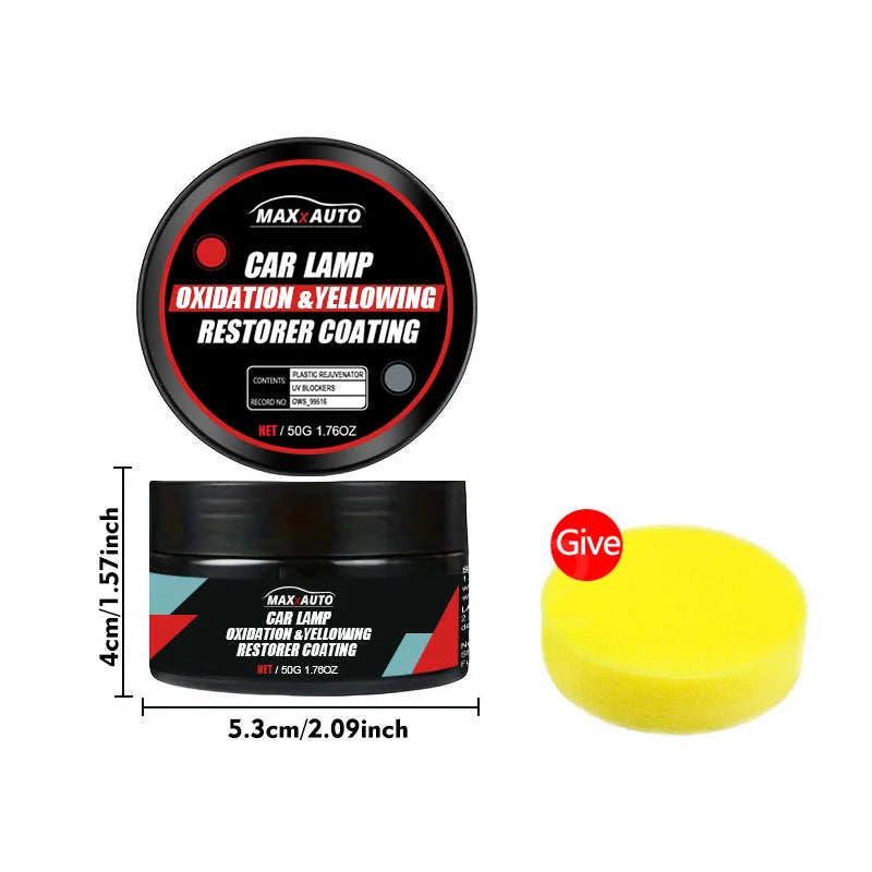 Car Headlight Restoration Polishing Kit - Scratch Remover & Oxidation Cleaner Repair Paste for Headlamp Assembly