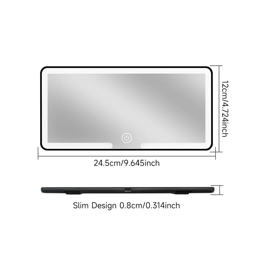 Car Interior Mirrors Sun Visor Plate LED HD Makeup Mirror for Girls Women Rechargeable Fill Light Universal Thin Vanity Mirror