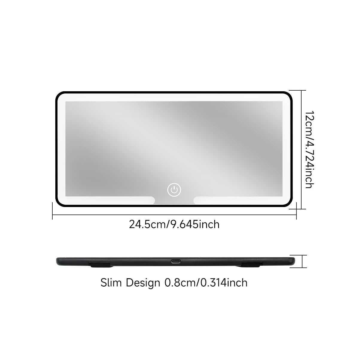 Car Interior Mirrors Sun Visor Plate LED HD Makeup Mirror for Girls Women Rechargeable Fill Light Universal Thin Vanity Mirror