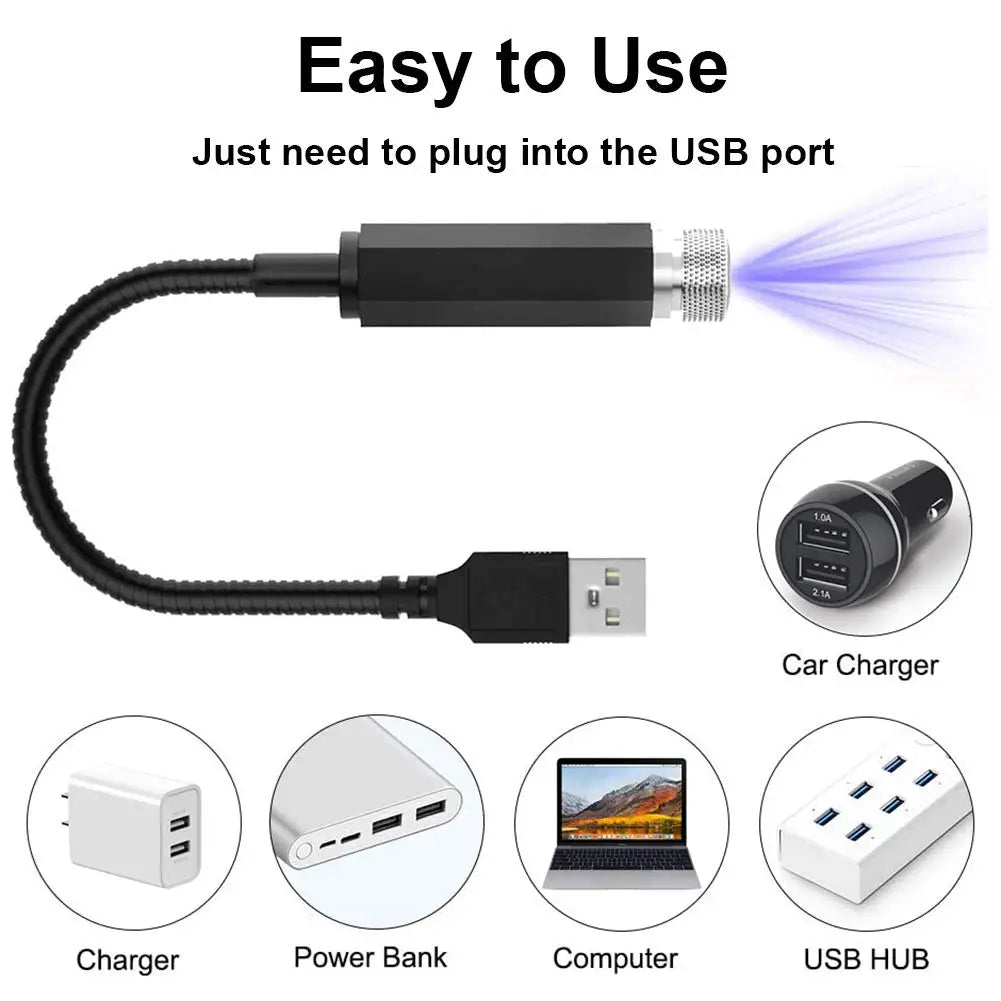 Car Roof Star Light LED Interior Romantic Ambient Star Night Projector USB For Car Bedroom Party Neon Atmosphere Decoration Lamp