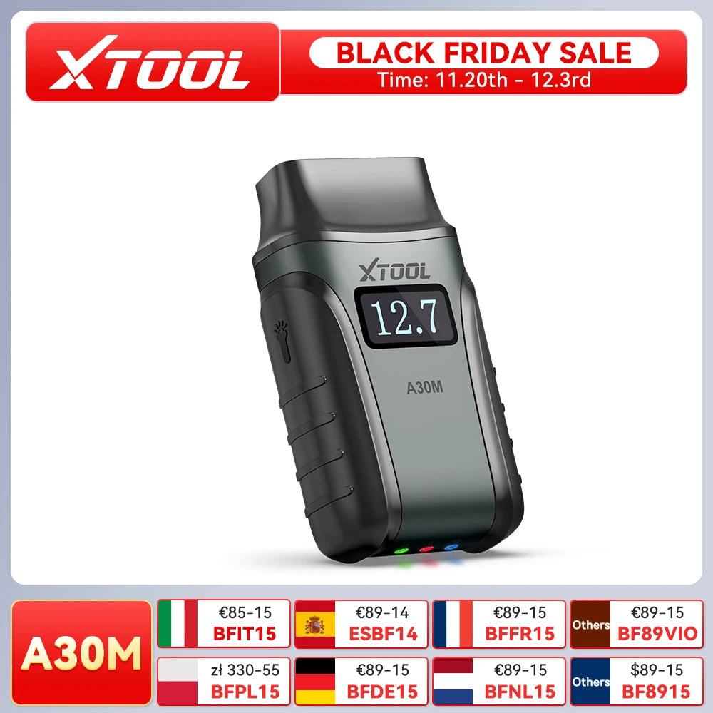 XTOOL A30M V2.0 Wireless OBD2 Scanner BT Diagnostic Tool for iPhone Android OBDII Scan Tool Bi-Directional Scanner with 26+ Resets All System Diagnostic Tool Code Reader Free Updates No Subscription Fee CAN FD FCA AutoAuth