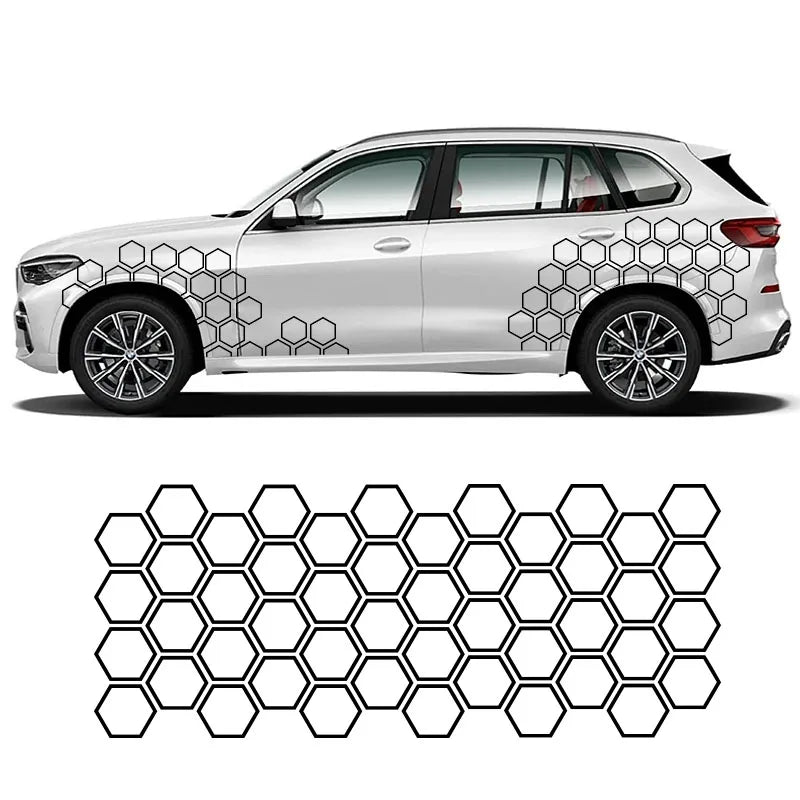 Cool Honeycomb Vinyl Decal For Car Body Decor Tunning Car Sticker Removable Auto Decals