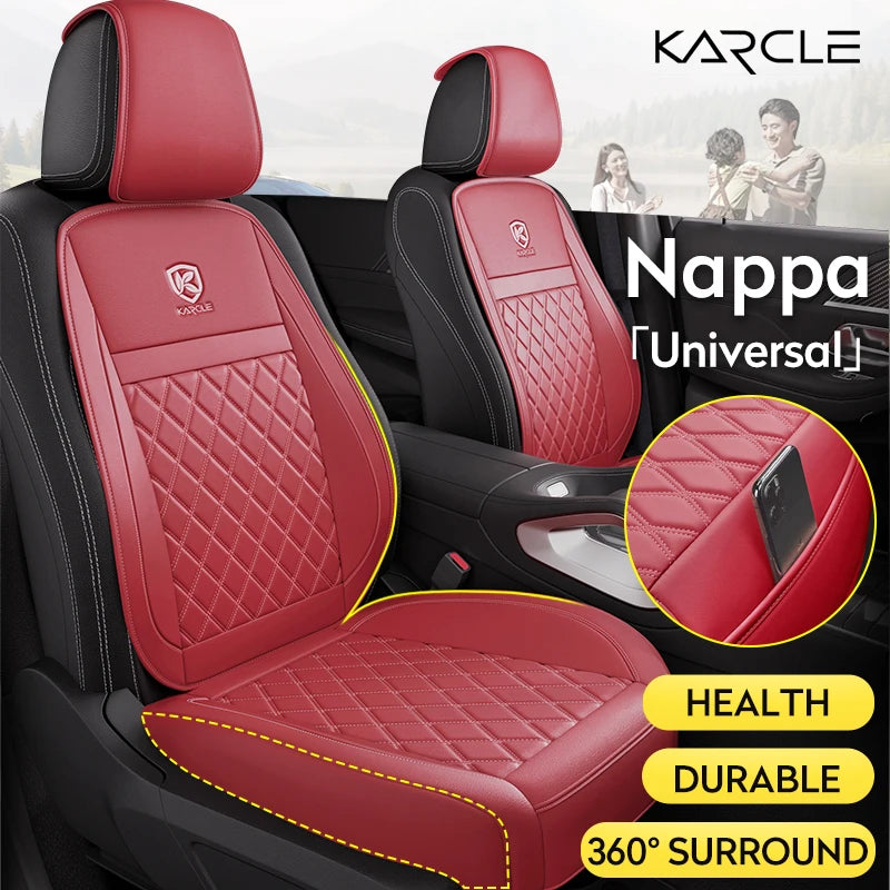 Karcle Nappa Leather Car Seat Cover Surround Bottom Car Seat Cover Full Set Durable Car Seat Protection Cushion Car Accessories