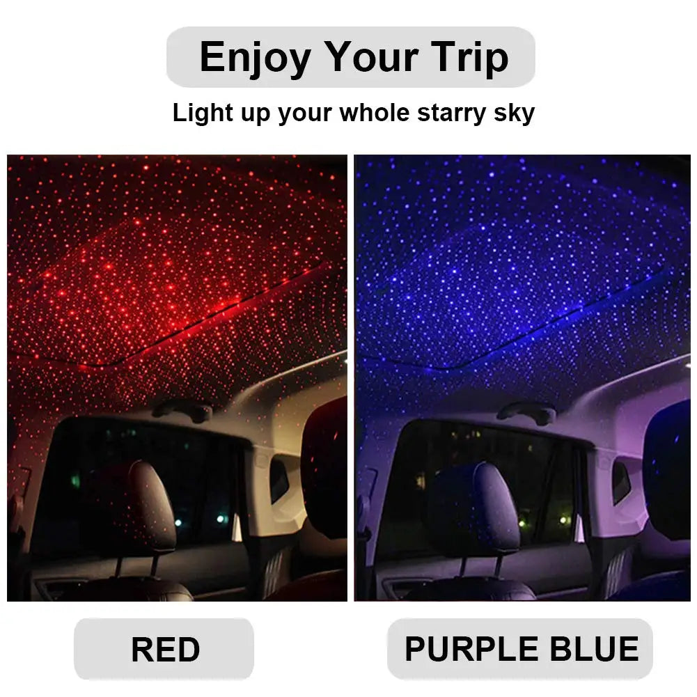 Car Roof Star Light LED Interior Romantic Ambient Star Night Projector USB For Car Bedroom Party Neon Atmosphere Decoration Lamp